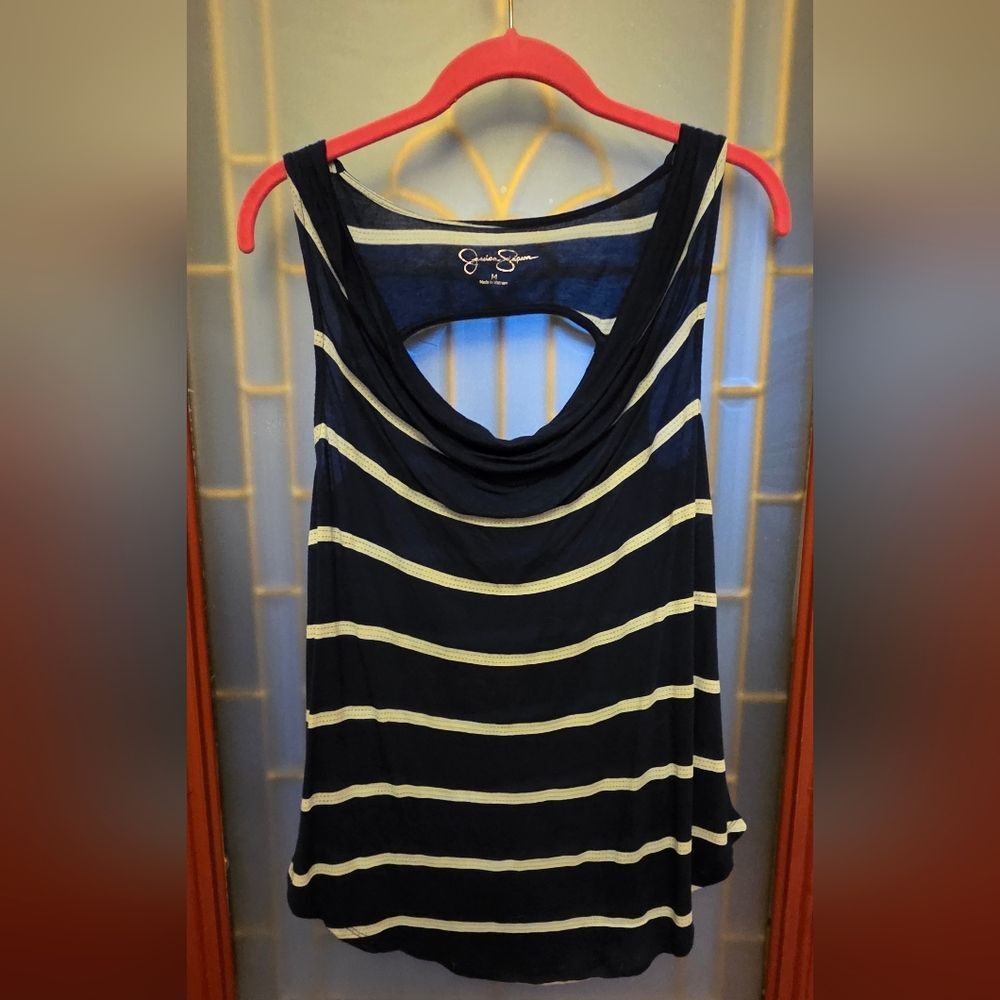 Jessica Simpson Navy and Cream Striped Tank Top